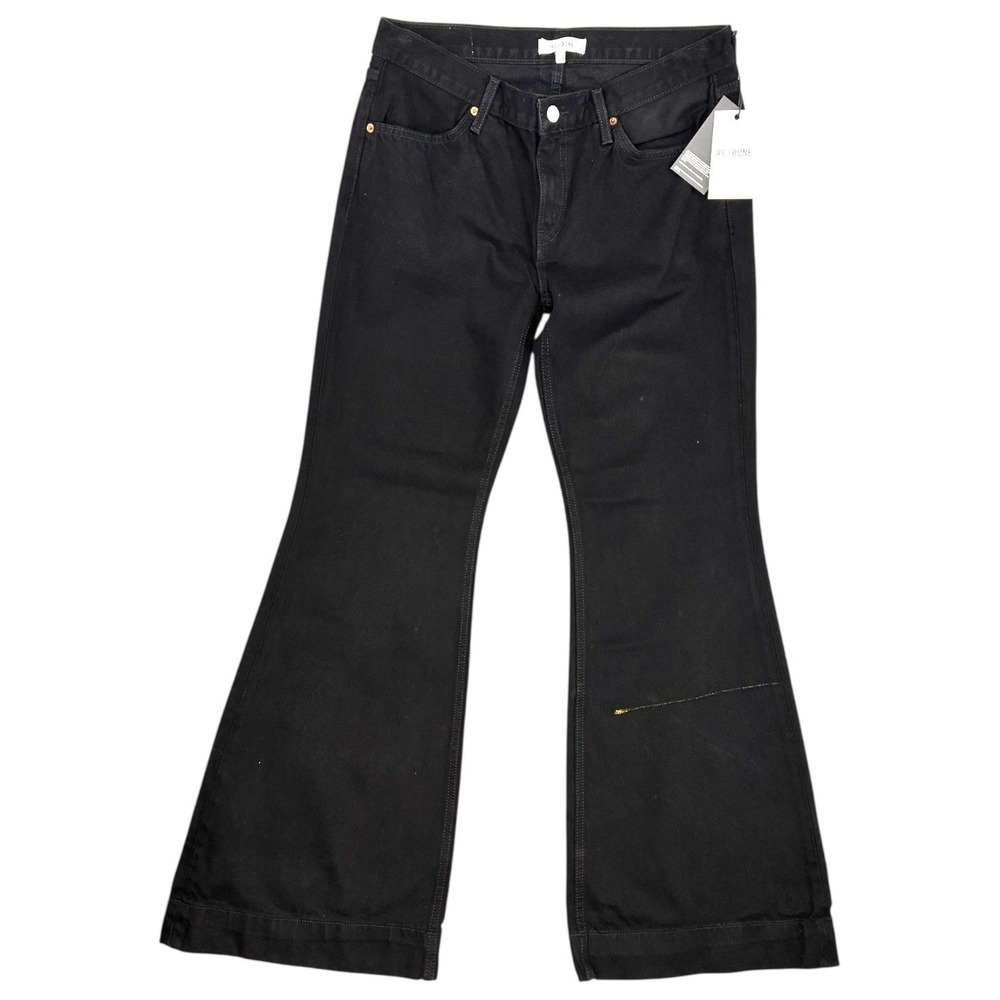 RE/DONE Originals 70s Low Rise Bell Bottom Black Rigid Denim Flare Jeans Size 29